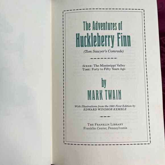 Vintage Book: The Adventures of Huckleberry Finn by Mark Twain, Franklin Library - Picture 6 of 10